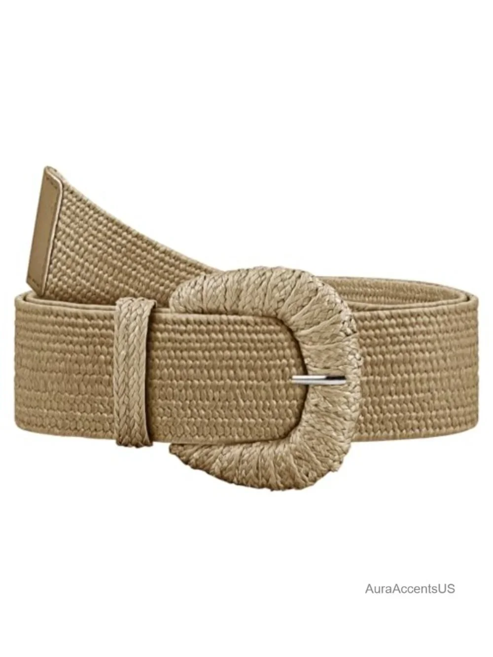 Straw Woven Elastic Belt, Boho Braided Raffia Waist Belt, Stretch Rattan Belt